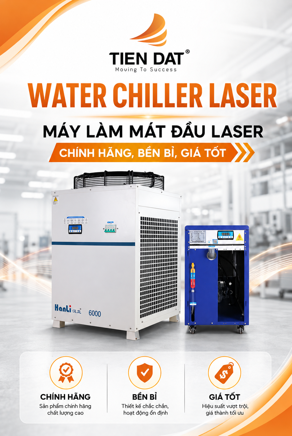 Water chiller laser bền bỉ cho dây chuyền cắt công suất cao