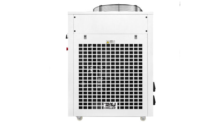 Chiller TEYU với cổng đổ nước và đồng hồ hiển thị